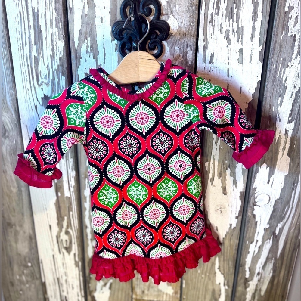 Rare Editions Holiday/ Christmas Dress size 24 months Red with ruffles